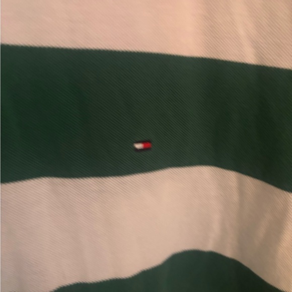 Tommy Hilfiger green and white strip golf polo shirt size L - Picture 3 of 5